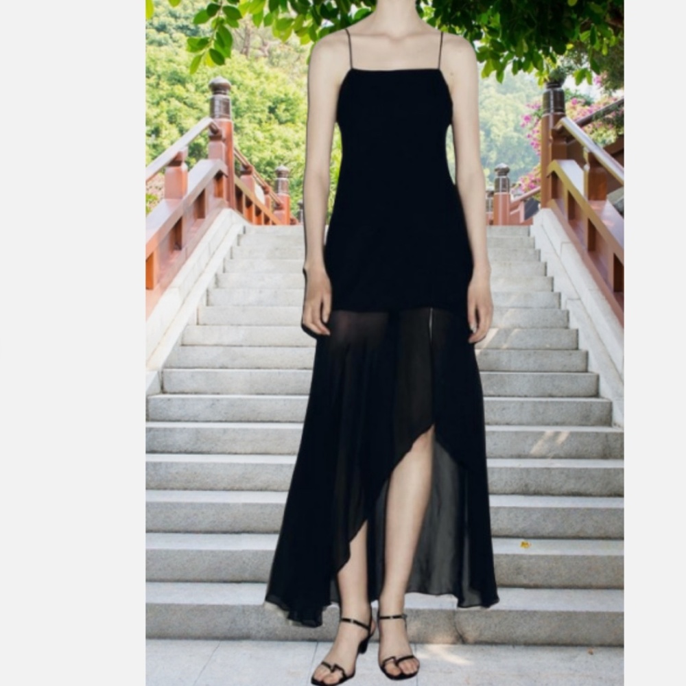 Zara ZW COLLECTION LONG CONTRAST DRESS - Picture 6 of 8